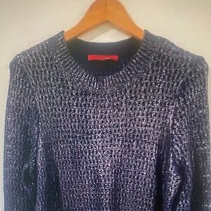 Narciso Rodriguez women’s purple glitter cotton blend knit sweater XL